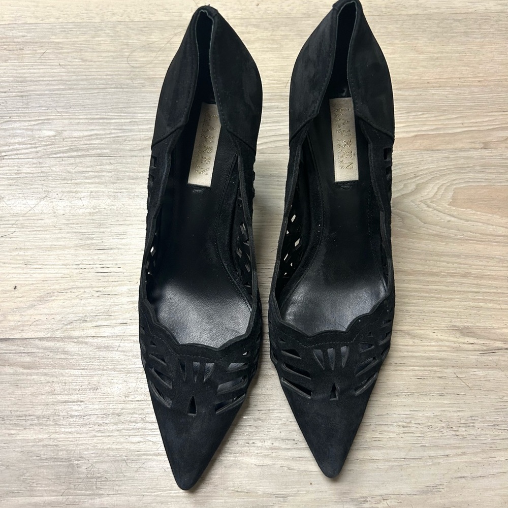 Lauren Ralph Lauren Shoes Black Suede Pump Heels Dressy Women Sz 9 B Sania - Picture 4 of 12